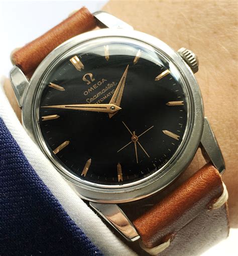 omega seamaster black/black|Omega Seamaster black dial vintage.